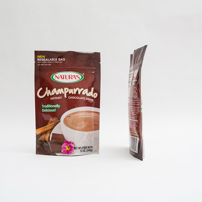 340g Champurrado Stand Up Pouch Túi đóng gói Hocolat tức thì có dây kéo