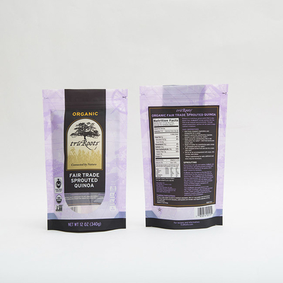 12OZ 340g Bao bì thực phẩm Túi zip có dây kéo Túi có dây kéo đứng cho hạt diêm mạch nảy mầm