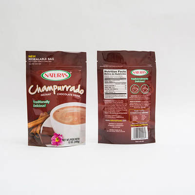 340g Champurrado Stand Up Pouch Túi đóng gói Hocolat tức thì có dây kéo