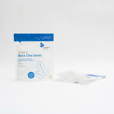 500g Mờ PET Đứng lên Túi nhựa 123um Bao bì Hạt Chia Đen