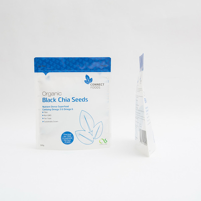500g Mờ PET Đứng lên Túi nhựa 123um Bao bì Hạt Chia Đen