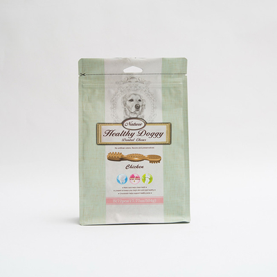 17.77OZ 75mm Túi đóng gói thức ăn cho thú cưng Doggy Dental nhai Túi đáy phẳng có dây kéo